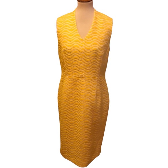 Albert Nipon Jacquard Yellow Dress & Jacket Suit - Picture 2 of 10